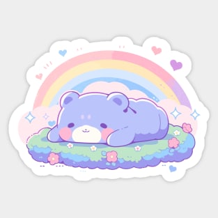 Lazy Rainbow Kawaii Baby Bear Cuddles Sticker